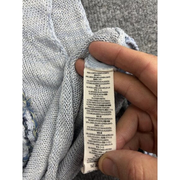 Free People Sweater Vest Womens XS Blue Embroidered Knit Lace Up Boho Cropped - Picture 5 of 6